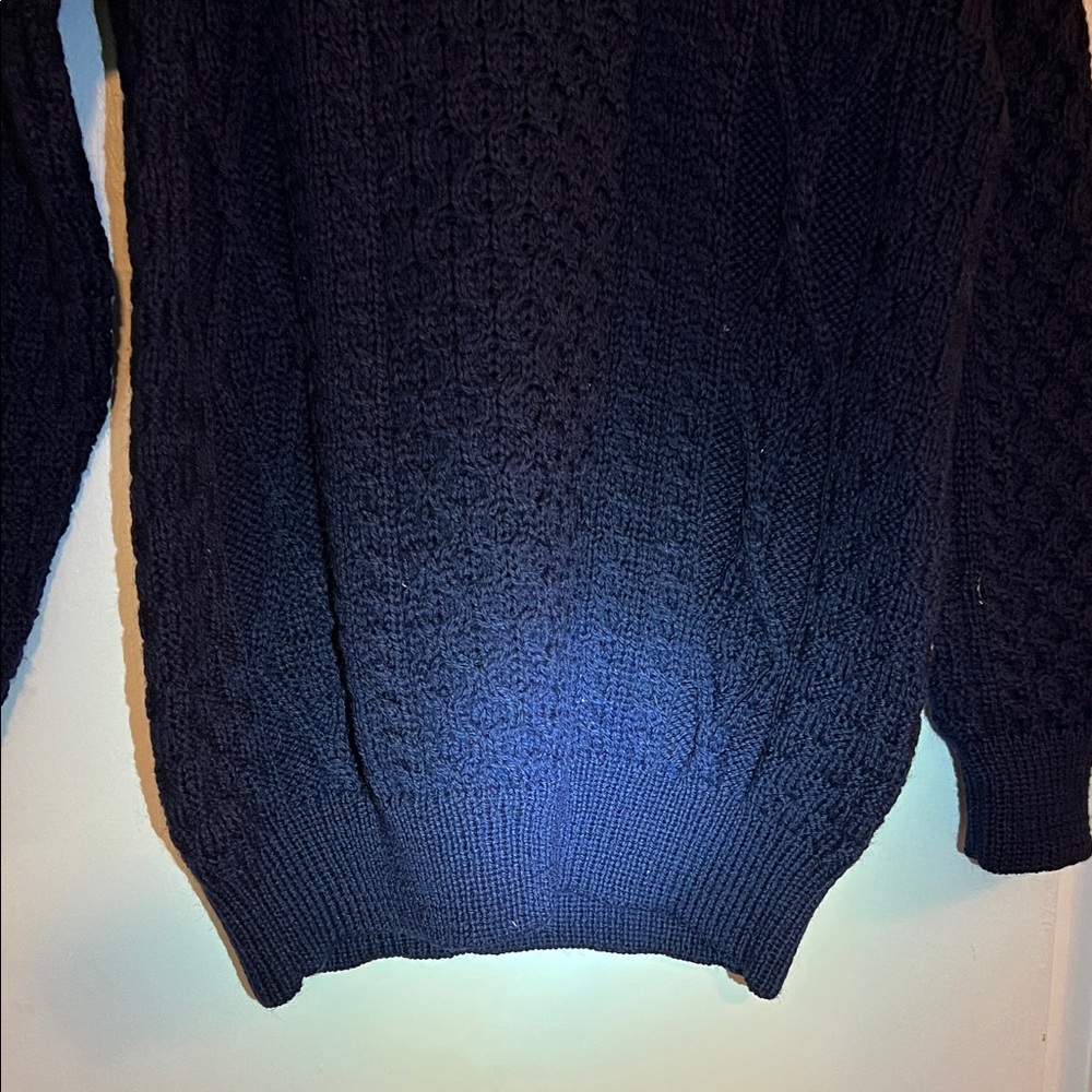 Women’s Cable Crewneck Sweater in Dark Navy - Lightweight Knit - Picture 5 of 7